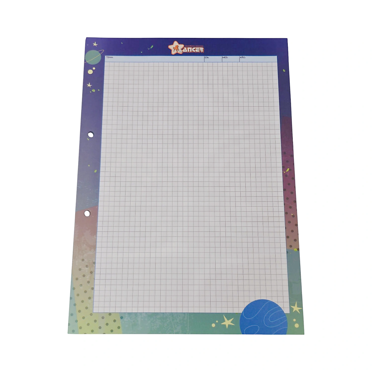 HOJAS PERFORADAS A CUADROS A4 75GR 50UNDS *UND CON DISEÑO TRENDY VARON LNC - Imagen 2