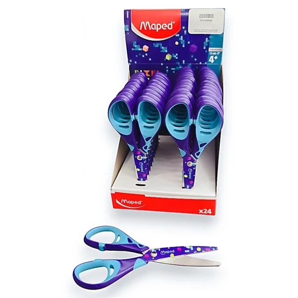 TIJERA ESCOLAR 13CM PUNTA REDONDA PIXEL PARTY MAPED