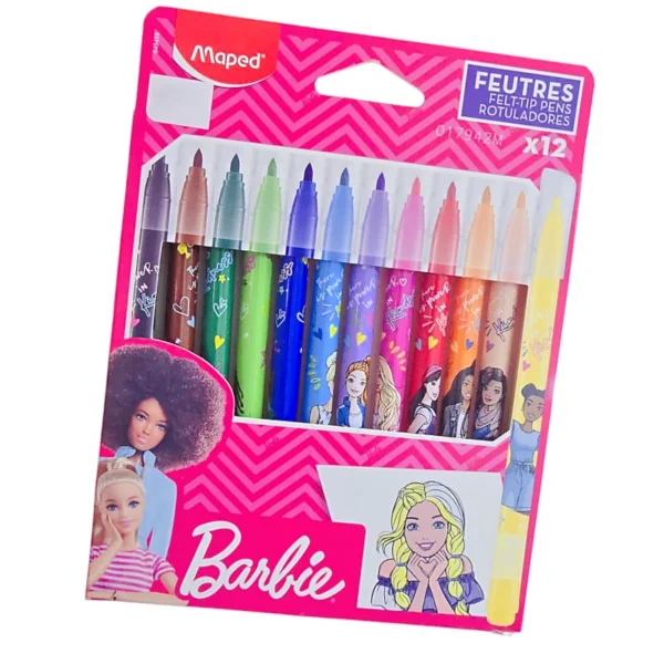 MARCADOR ESCOLAR 12 COLORES BARBIE MAPED