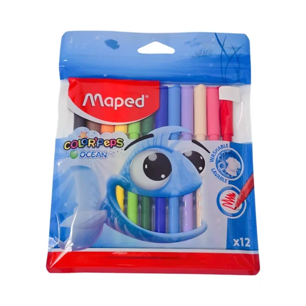 MARCADOR ESCOLAR LAVABLE 12 COLORES COLOR PEPS OCEAN MAPED