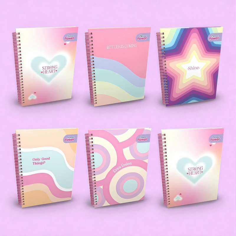 CUADERNO UNIVERSITARIO 100 HOJAS A CUADROS PASTA SEMIDURA FLOWER POWER