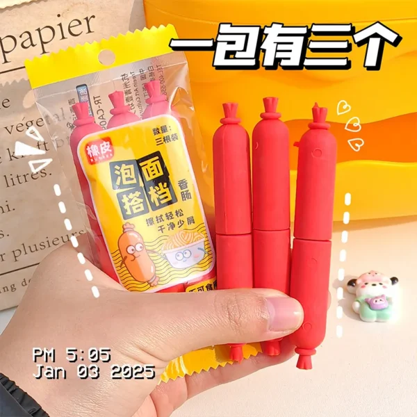 BORRADOR MINI FOOD REALISTAS SALCHICHA 3PCS