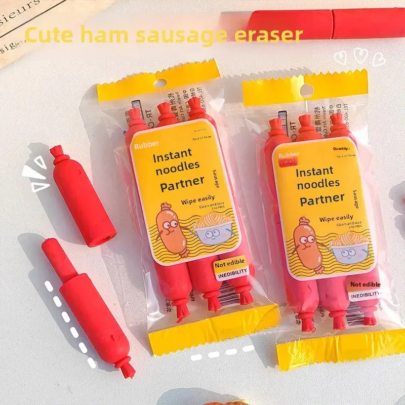 BORRADOR MINI FOOD REALISTAS SALCHICHA 3PCS - Imagen 2