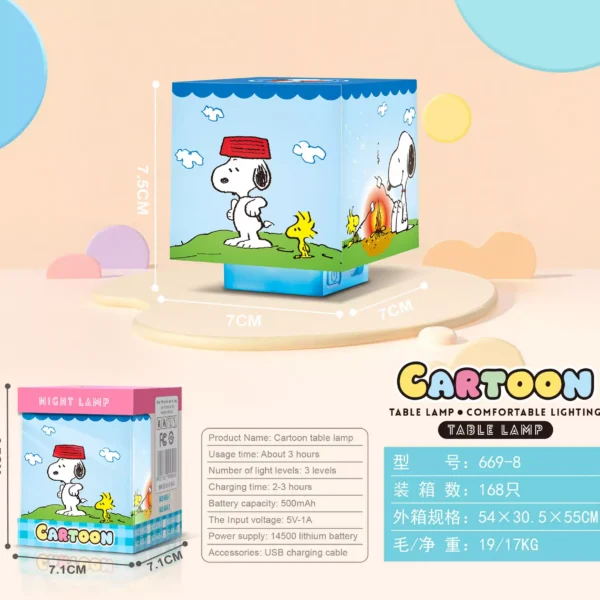 LAMPARA TOUCH LUZ MULTICOLOR CARTOON SNOOPY