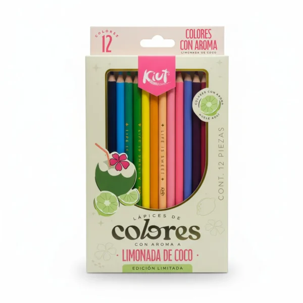 LAPICES DE COLORES 12PCS CON AROMA A LIMONADA DE COCO KIUT