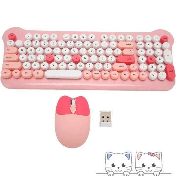 TECLADO Y MOUSE INALAMBRICO CAT AS-212 T/ROSA