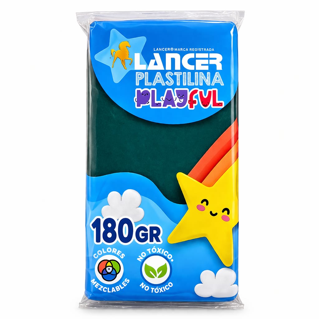 PLASTILINA MARQUETA 180GR NO TOXICO PLAYFUL VERDE