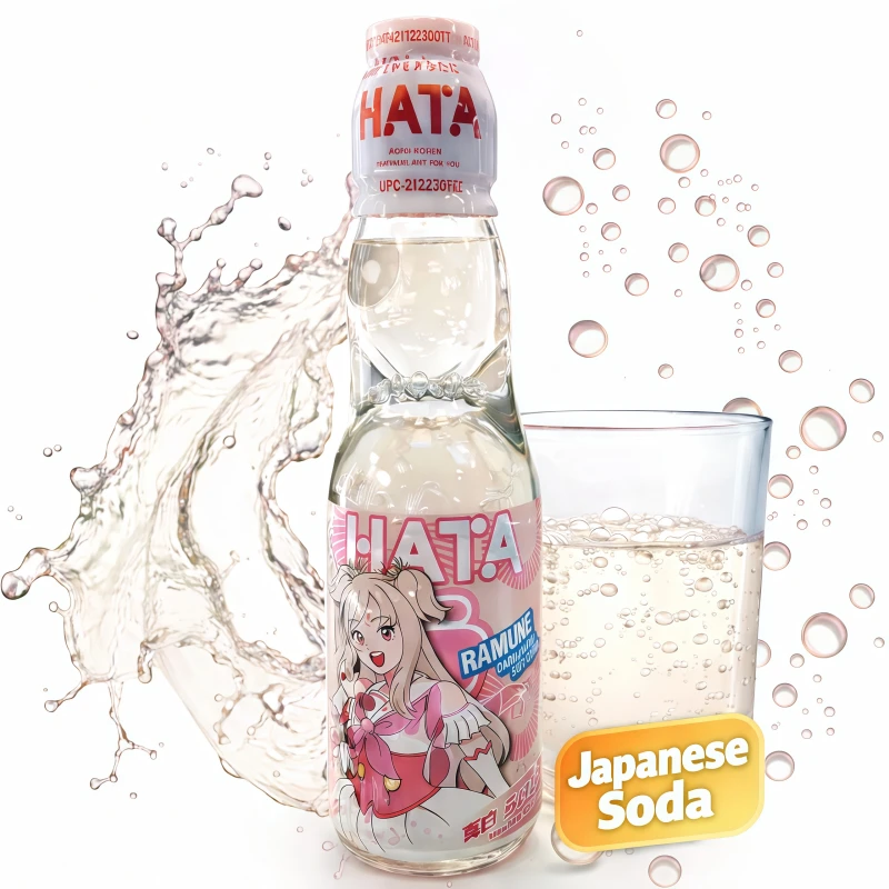 BEBIDA JAPONESA CARBONATADA HATA RAMUNE 200ML SABOR LYCHEE
