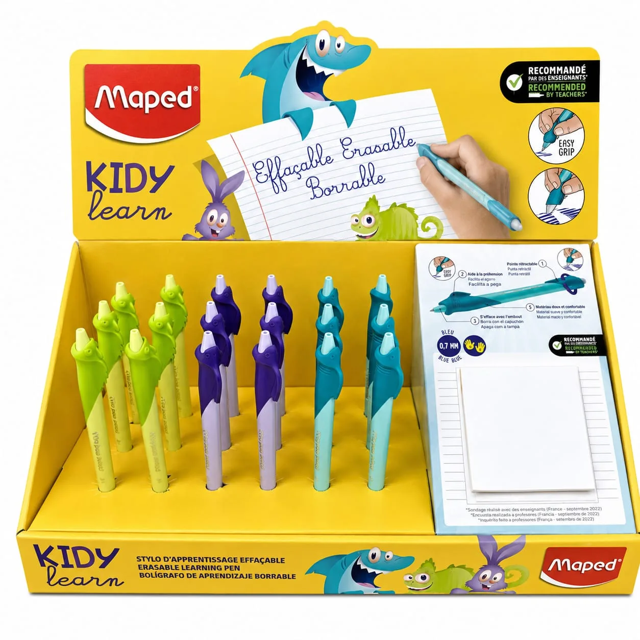 BOLIGRAFO BORRABLE TINTA AZUL EASY GRIP MAPED PREMIUM KIDY LEARN ANIMALES - Imagen 2