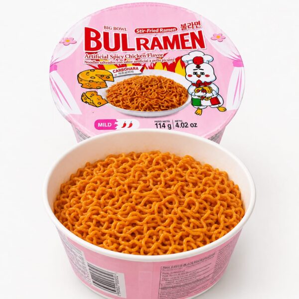 BULRAMEN BIG BOWL CARBONARA ROSA RAMEN COREANO CREMOSO CON QUESO PICANTE SUAVE 114 G