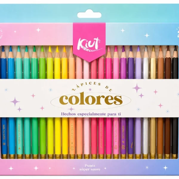 lapices de colores 24 colores kiut punta suave dorados