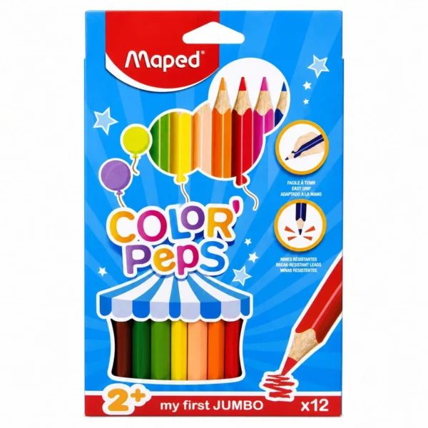 lapices colores jumbo maped color peps 12