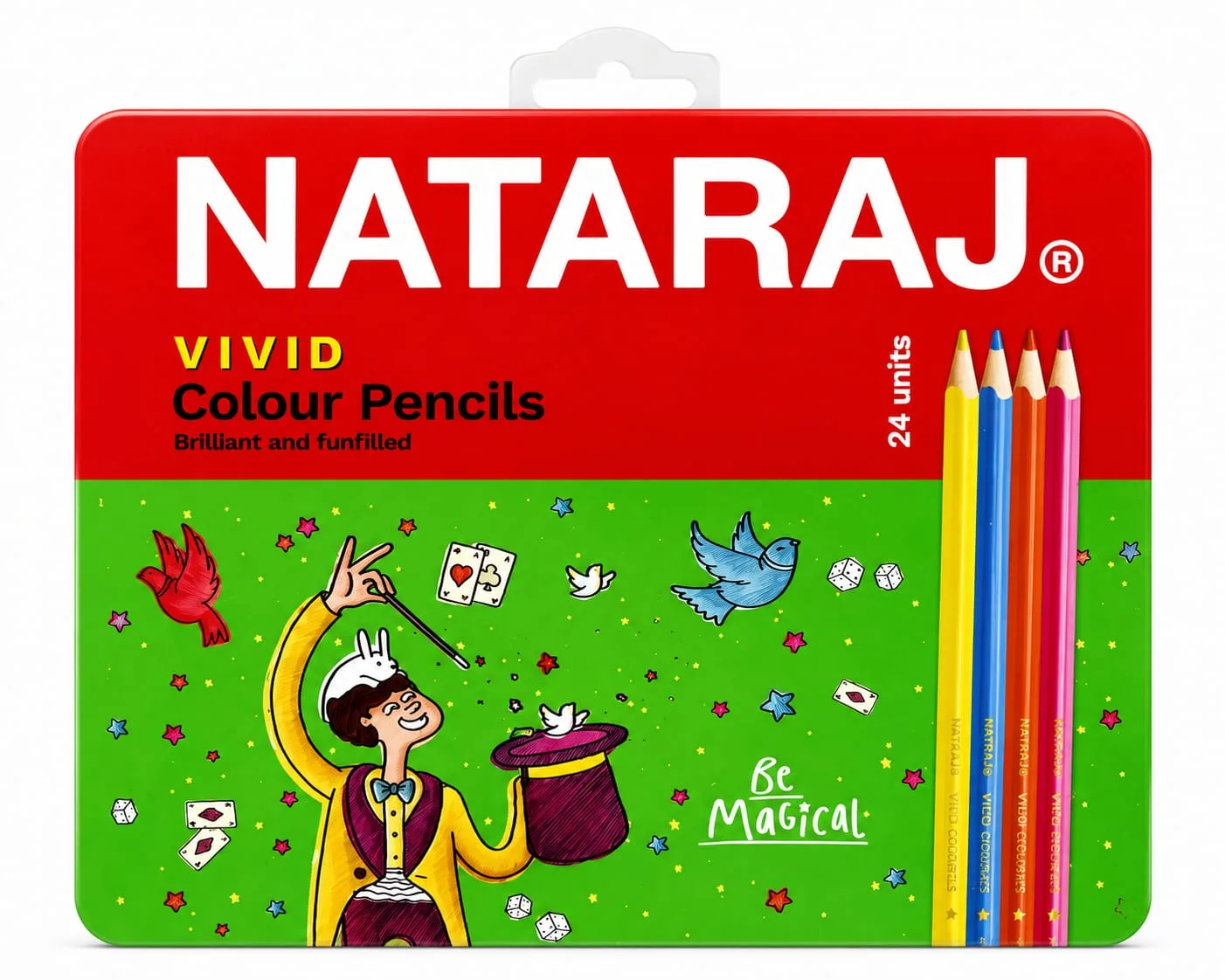 lapices colores triangulares 24 caja metalica vivid colour nataraj