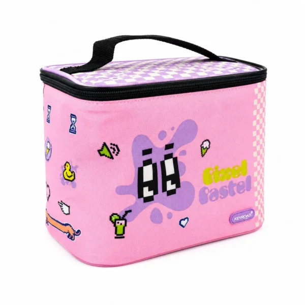 lonchera escolar pixel game pastel termica rosa keyroad