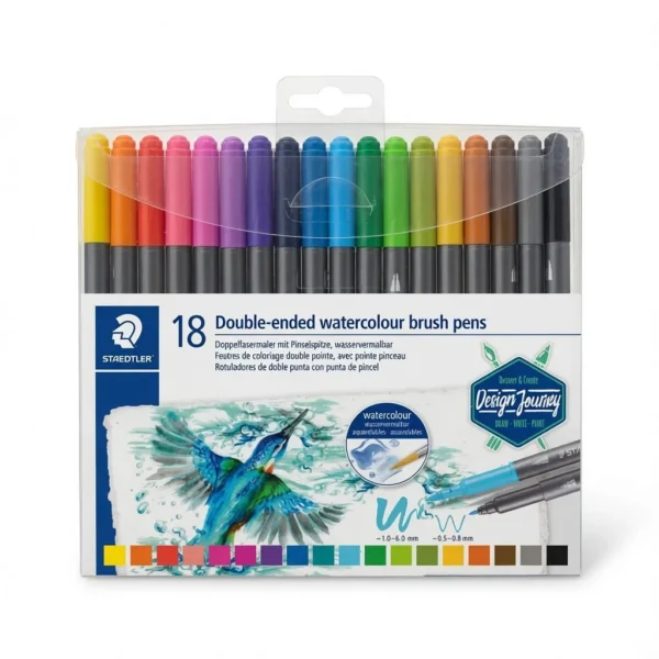 marcadores doble punta pincel staedtler 18 colores