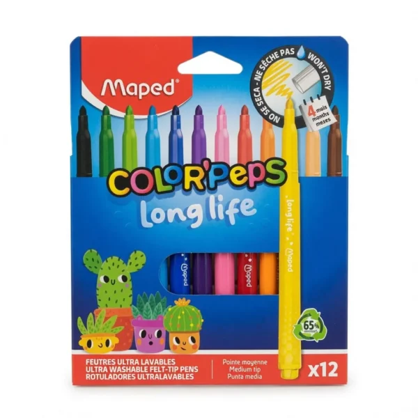 marcadores escolares maped colorpeps long life 12 colores