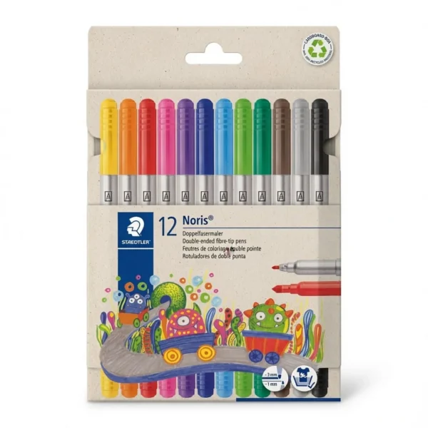 marcador doble punta staedtler noris 12 colores