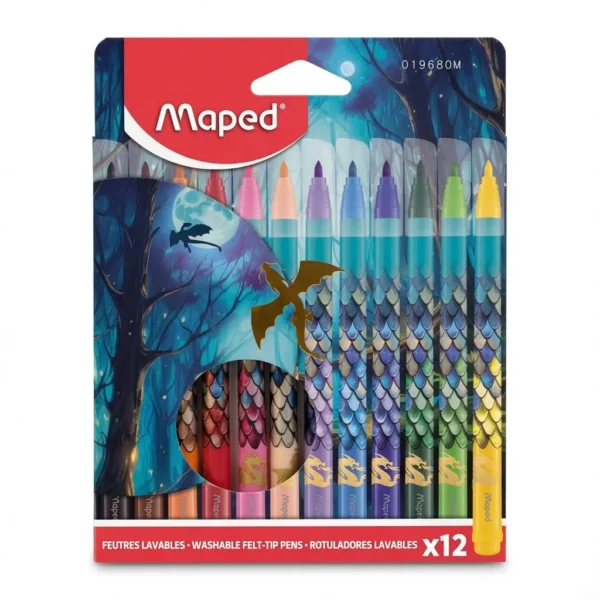 marcador escolar lavable 12 colores maped dragon premium