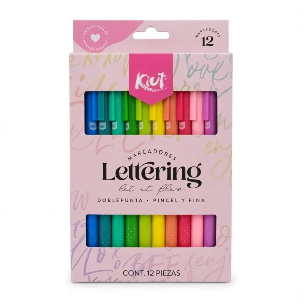 marcadores kiut doble punta lettering 12 piezas