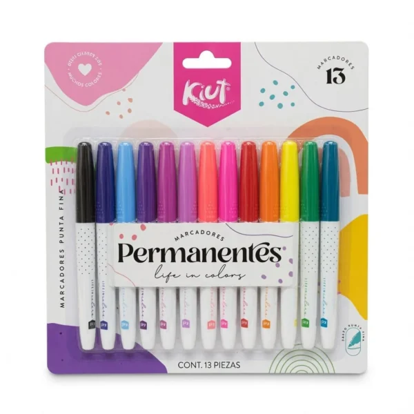 marcadores permanentes kiut 13 colores