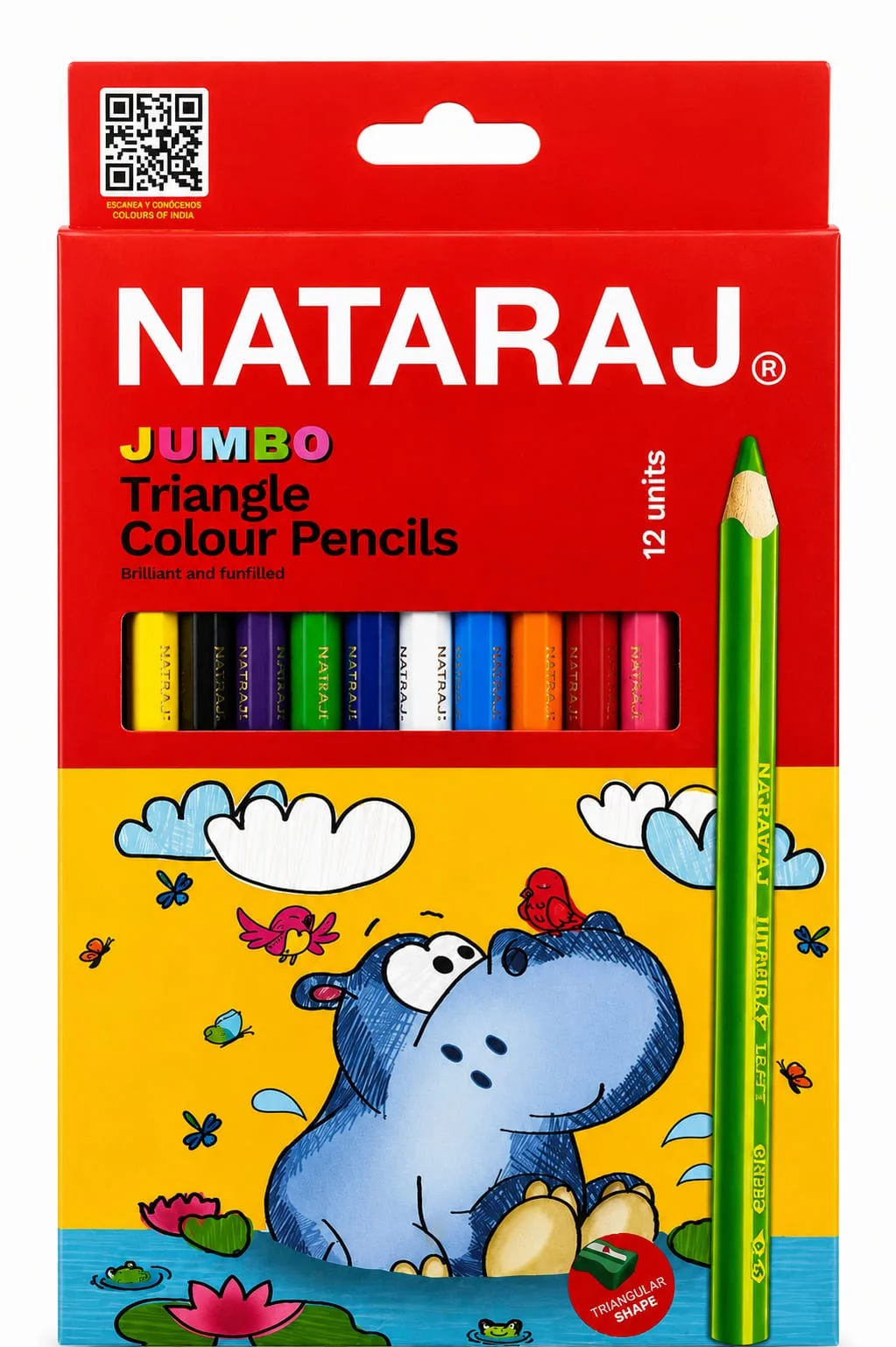 pintura jumbo 12 colores triangular nataraj