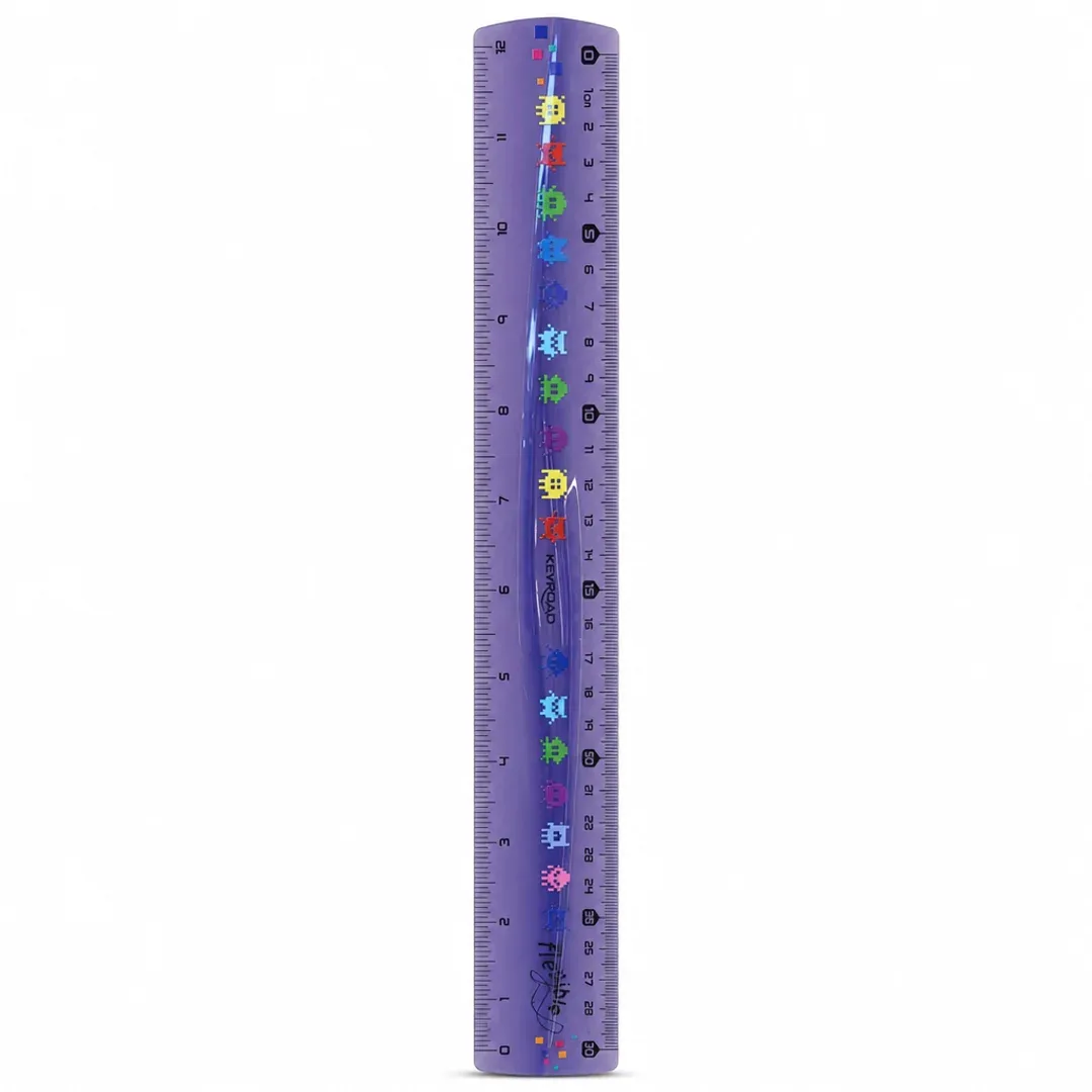 regla 30cm flexible pixel game azul retro