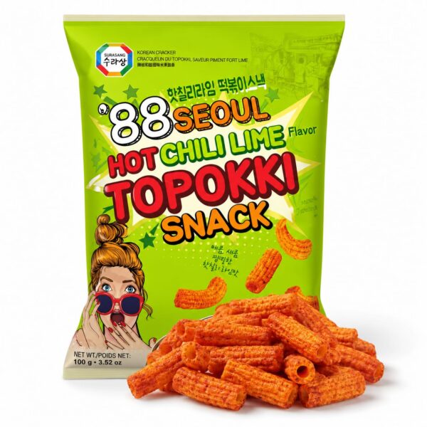 GALLETA TOPOKKI SNACK KOREAN CRACKER 88 SEOUL HOT CHILI LIME 100GR