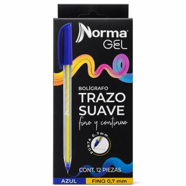 caja boligrafo triangular norma gel azul 07mm 12 unidades