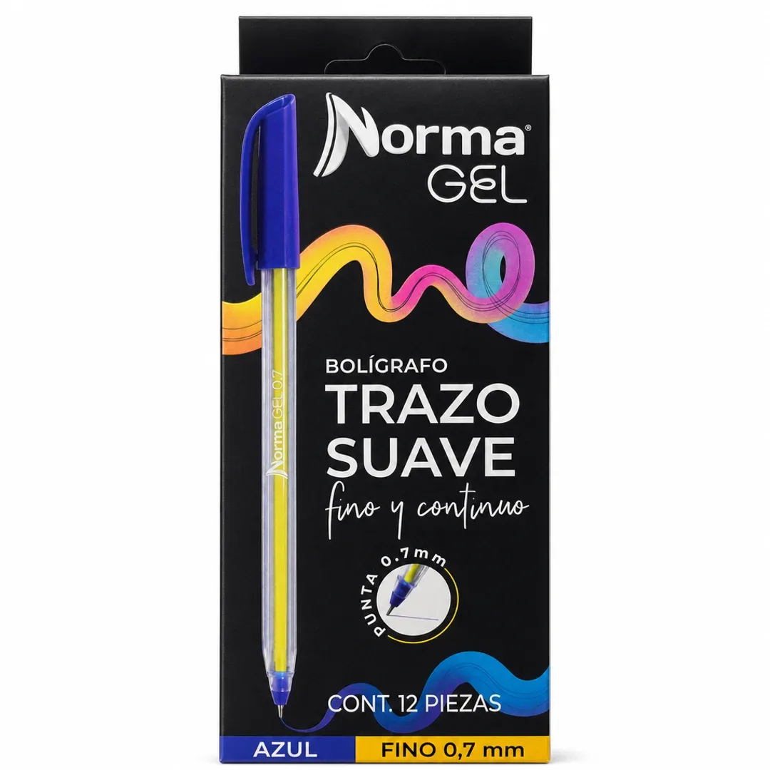caja boligrafo triangular norma gel azul 07mm 12 unidades