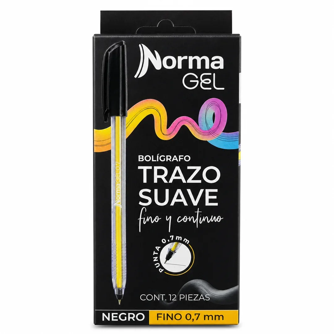 caja boligrafo triangular norma gel negro 0 7mm