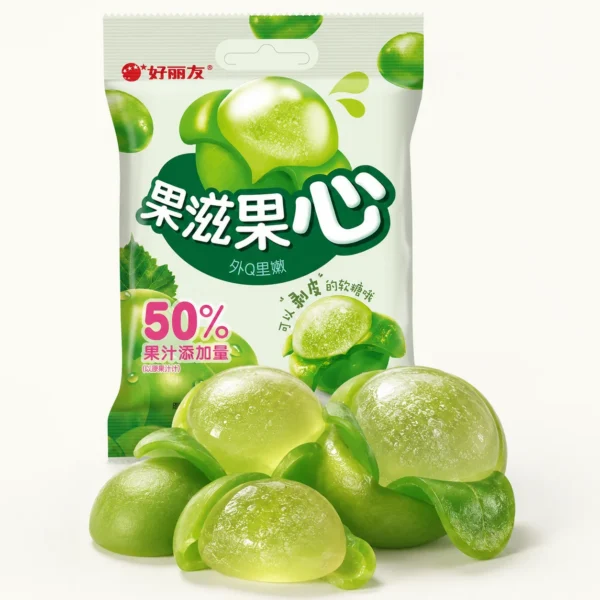 caramelo suave gomitas pelables uva verde taiso