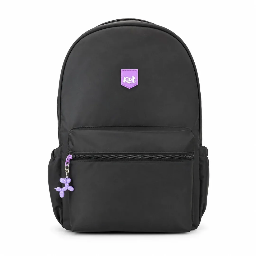 mochila kiut bakpack negro cierre lila taiso