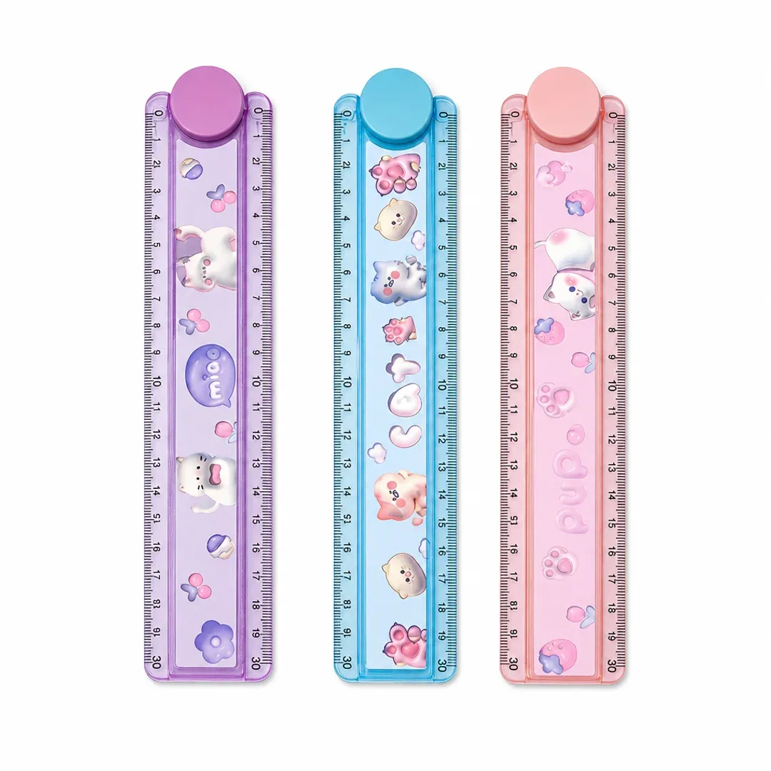 REGLA EXPANDIBLE CON PLANTILLA GATITO KAWAII 15-30CM COLORES RANDOM