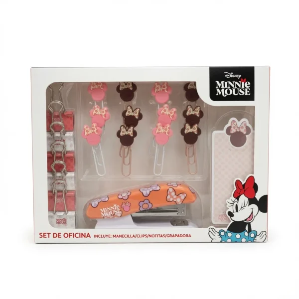 set oficina disney minnie mouse clips grapadora notitas