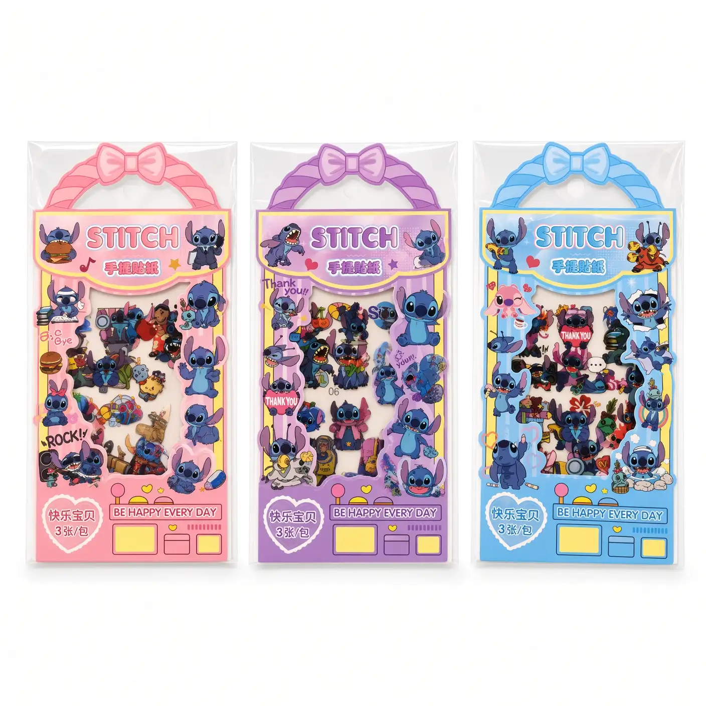 stickers happy every day stitch tres laminas